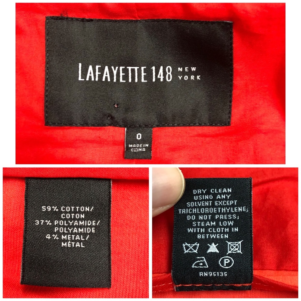 Lafayette 148 Orange Zip Front Cotton Blend Jacket - Picture 9 of 9